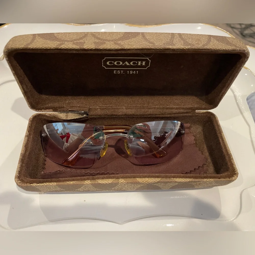Coach Gold and Gray Sunglasses Rimless Design
